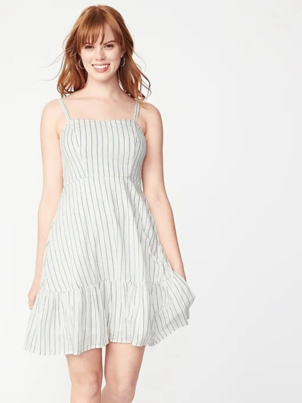 🆕 Old Navy Striped Fit & Flare Cami Dress in White/Navy Size Medium